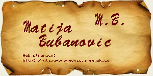 Matija Bubanović vizit kartica
